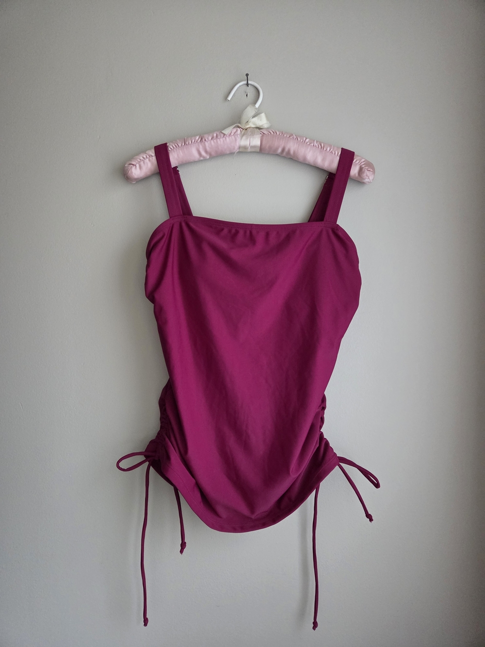 NWT Deep Magenta Ruched Tankini Swim Top Cupshe M